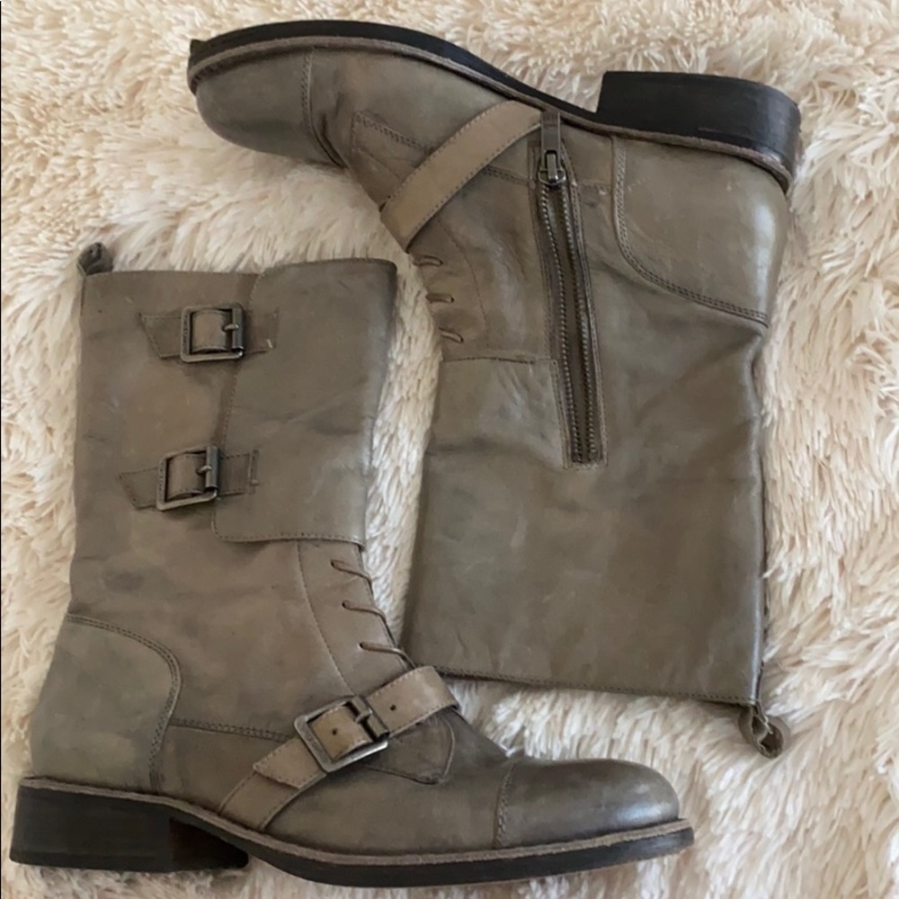 Vince Camuto Leather Riding Boots - Grey